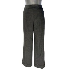 Talbots Trouser Petites 8 Dress Pants Charcoal Gray Wide Leg Hip Pockets Wool
